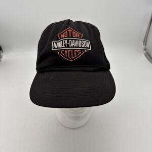 Vintage Harley Davidson Trucker Hat Rope Style Biker Officially Licensed Black